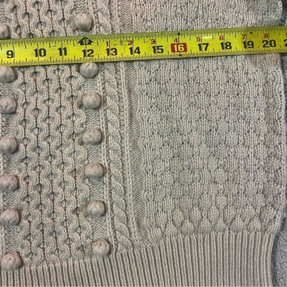 J Crew Popcorn cable-knit sweater Sz L Pebble - Picture 7 of 8